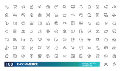 E-commerce outline icon set, online shopping and delivery elements - minimal thin line web icon set. Outline icons collection. editabale stroke icons.