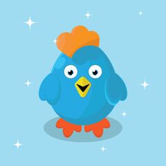 blue bird character vector illustration, great for a logo or icon.