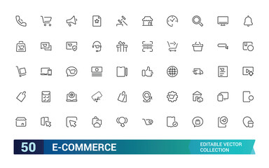 E-commerce outline icon set, online shopping and delivery elements - minimal thin line web icon set. Outline icons collection. editabale stroke icons.