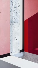 Abstract Geometric Shapes With Pink, White And Red Colors