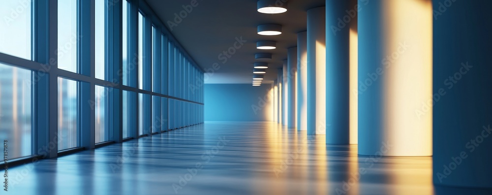 Aufkleber bright interior corridor with modern architecture and expansive windows, creating a feeling of open 