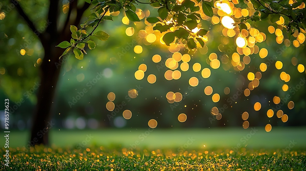 Aufkleber abstract blurred nature background park trees in bokeh : generative ai