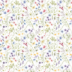 Seamless background, watercolor floral pattern. Repeat fabric wallpaper print texture. Perfectly for wrapped paper, backdrop, wall art.