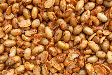 background on pile of peanuts. peanut snack