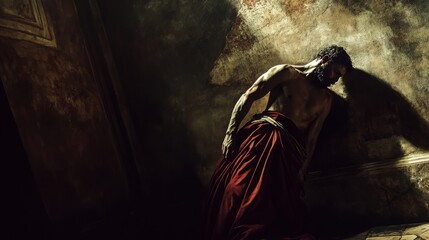 Saint Paul’s Conversion by Caravaggio: Baroque Artwork Highlighting Religious Transformation and Dramatic Light, Perfect for Copy Space
