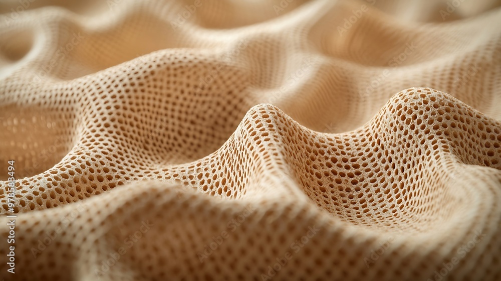 Poster Macro Shot of a Corrugated Cardboard Natural Groove Recycle Paper Texture Background : Generative AI