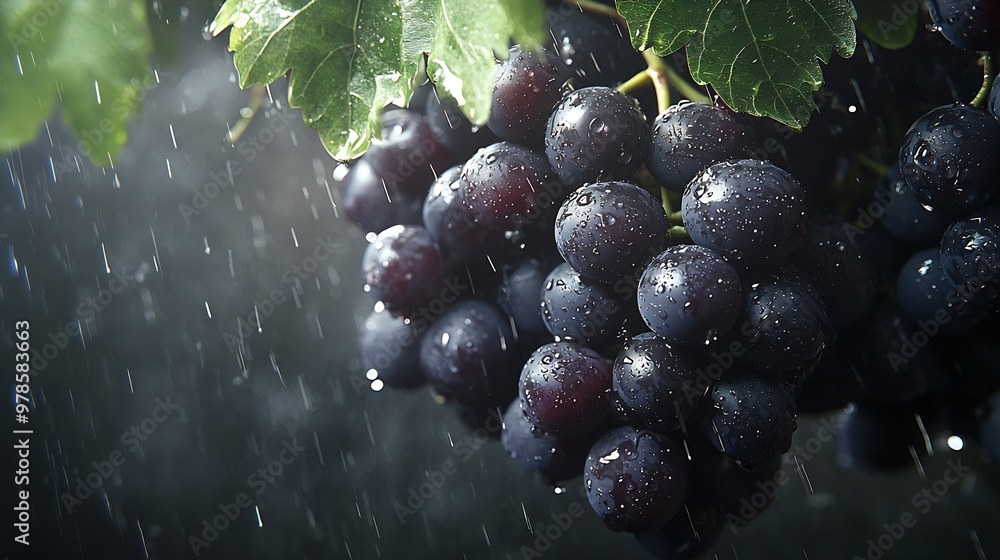 Poster vine grapes background : generative ai