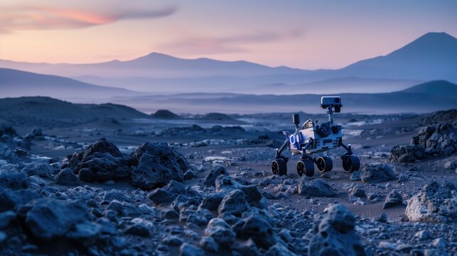 Robotic Rover Exploration Discovering Alien Landscapes in Twilight