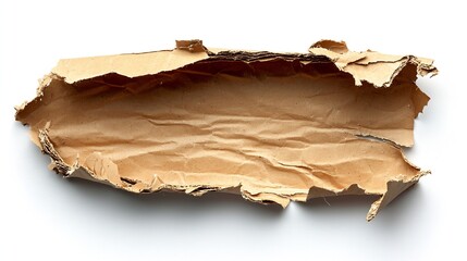 Torn Cardboard Surface Isolated on White Background : Generative AI