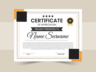 Certificate Design Template for a presentation of celebration of approval.
