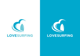 Surfing love logo design template, surfing love logo graphic, label, Surfing lover logo design.
