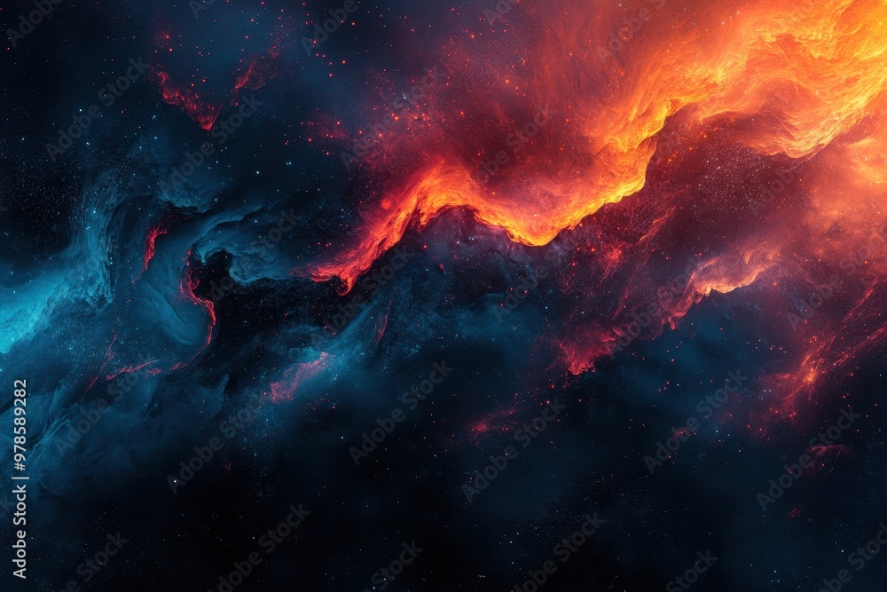 Aufkleber abstract cosmic scene with vibrant colors and swirling patterns resembling a nebula.