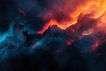 Fototapeta premium Abstract cosmic scene with vibrant colors and swirling patterns resembling a nebula.