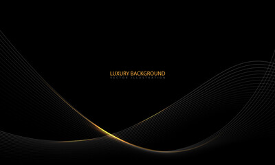 Abstract black gold line dynamic luxury curve smooth design modern premium elegant background vector