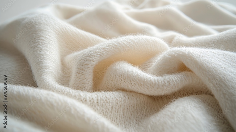 Poster white fluffy woolen fabric texture : generative ai