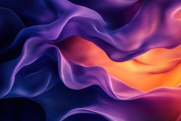 Obraz premium Abstract waves of purple and orange fabric create a dynamic, fluid visual effect.