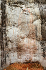 Phra Buddha Chai on the cliff rock at Wat Phra Phuttha Chai, Saraburi province.