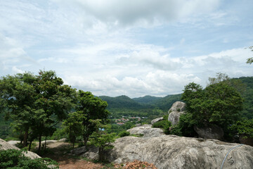 Natural view on the cliff at Wat Phra Phutta Chai, Saraburi province.