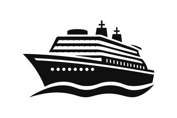 cruise ship in ocean with wave vector illustration
