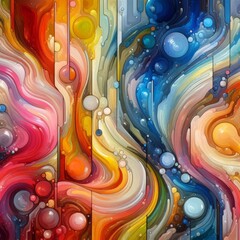 Colorful juicy acrylic water paints abstract divided vertically. Abstract background.