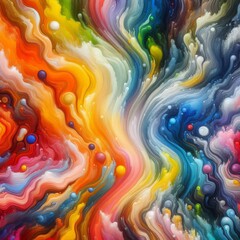 Colorful juicy acrylic water paints abstract divided vertically. Abstract background.