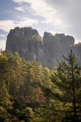 Rugged Rock Outcrops at an Overlook in Saxon Switzerland National Park, Nationalpark S&auml;chsische Schweiz