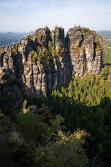 Rugged Rock Outcrops at an Overlook in Saxon Switzerland National Park, Nationalpark Sächsische Schweiz
