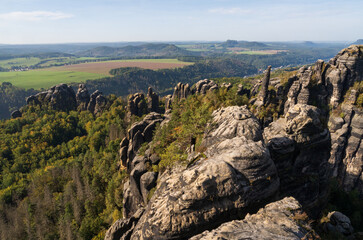 Rugged Rock Outcrops at an Overlook in Saxon Switzerland National Park, Nationalpark Sächsische...