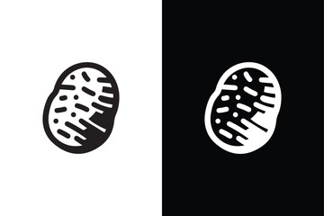 Clean Potato Silhouette Black And White Icon.