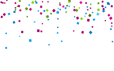 Colorful confetti and tinsel explosion frame illustration on a transparent background. Carnival elements vector for a birthday celebration background. Multicolor confetti and tassel frame vector