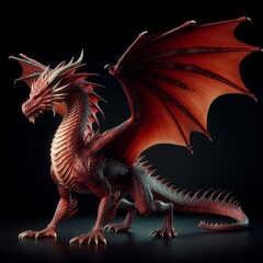 fire dragon on black isolated background