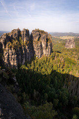 Rugged Rock Outcrops at an Overlook in Saxon Switzerland National Park, Nationalpark Sächsische Schweiz