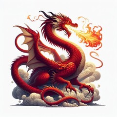 fire dragon on black isolated background