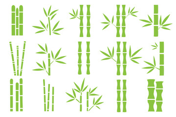 Naklejka premium green bamboo icons collection