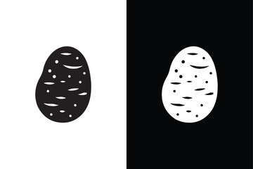 Clean Potato Silhouette Black And White Icon.
