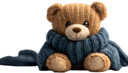 a stuffed bear wearing a sweater