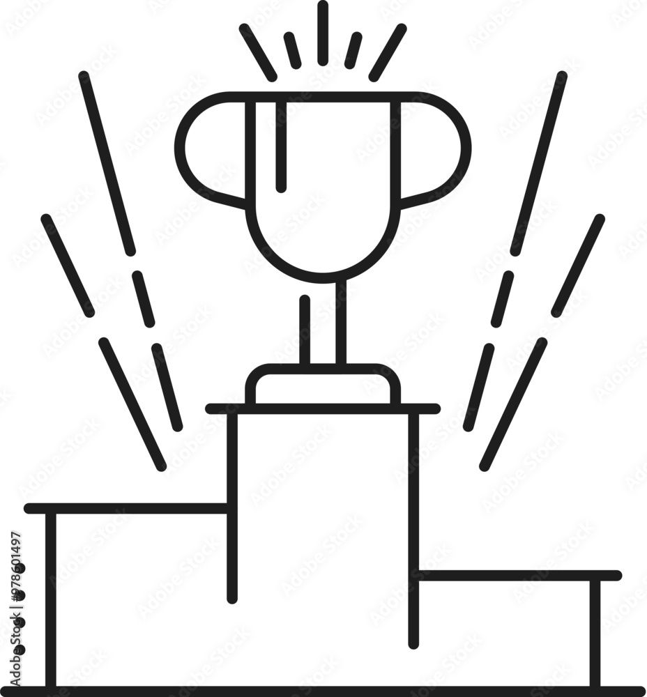Leinwandbilder Business data analytics, ranking thin line icon. Finance report presentation outline icon. Company strategy analytics or business statistic analysis thin line vector symbol with cup on pedestal