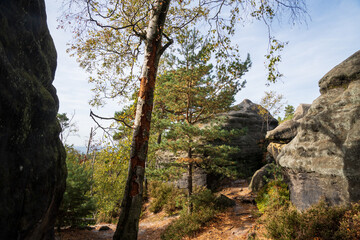 Rugged Rock Outcrops at an Overlook in Saxon Switzerland National Park, Nationalpark Sächsische...