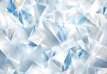 Elegant Geometric Crystal Design with Transparent Facets and Soft Pastel Light Reflections