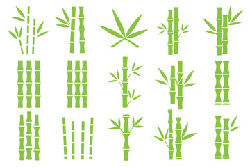 Naklejka premium green bamboo icons collection