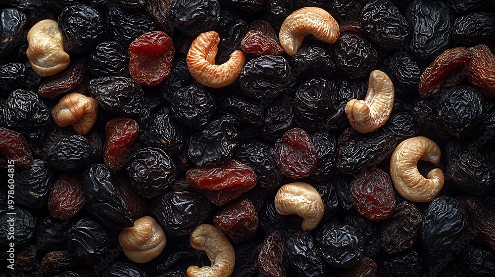Poster dried fruits and nuts texture : generative ai