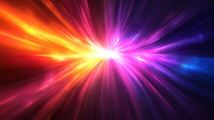 Obraz premium A stunning burst of colorful light rays radiating in vibrant hues, creating a dynamic and energetic visual effect.