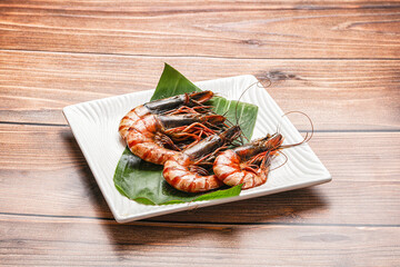 Cooked tiger prawn in the pate