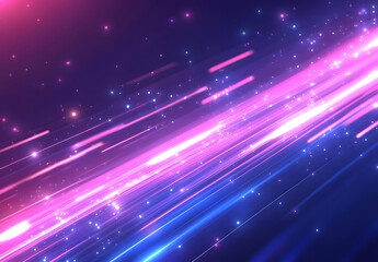 Futuristic Neon Light Streaks with Vibrant Pink and Blue Glowing Lines on a Dark Background