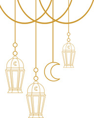 Islamic Lantern Corner Outline