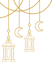 Islamic Lantern Corner Outline