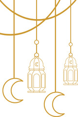 Islamic Lantern Corner Outline