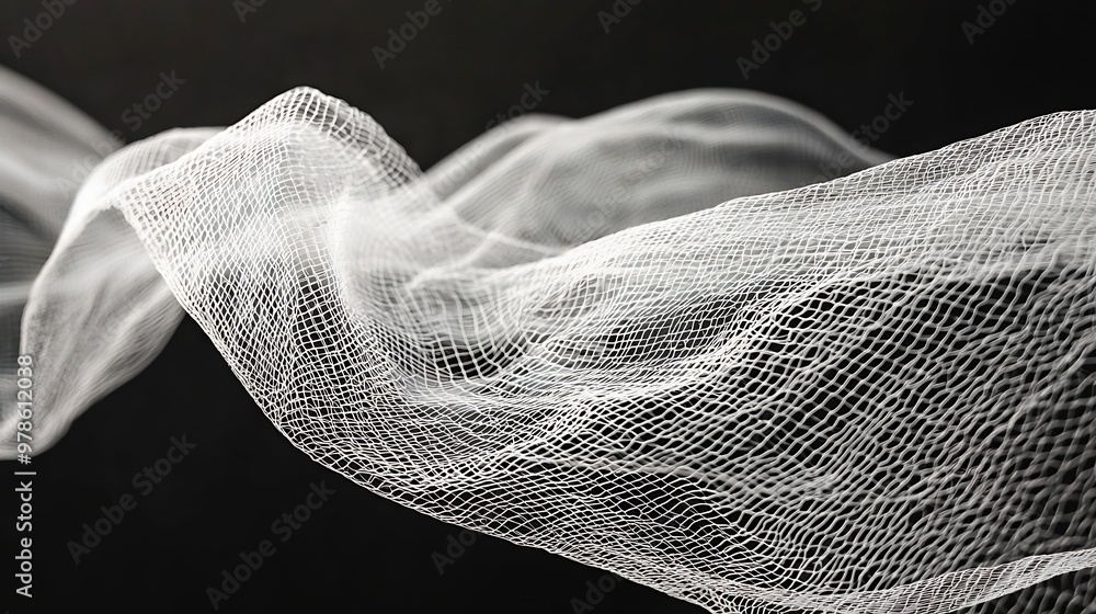 Aufkleber White MultiLayered Metallic Netting over the Black Background : Generative AI
