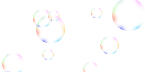 Beautiful circles colorful soap bubbles texture background. Design soap bubbles on a white background. Vector circles template design. white background texture, Xmas, backdrop, lights, wallpaper