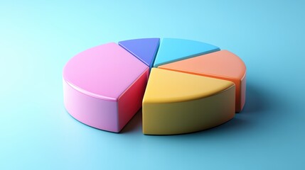 Modern 3D Pie Chart Icon in Minimalist Design